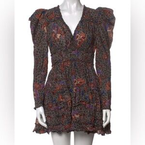 Ulla Johnson Floral Print Long Sleeve Windsor Mini Dress Womens Size Small